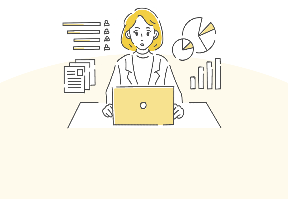 デスクワークをする女性のイラスト