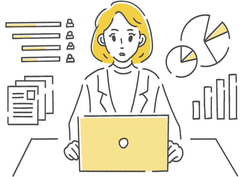 デスクワークをする女性のイラスト