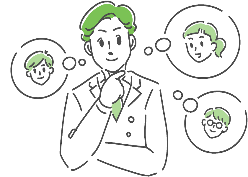 考え事をしている男性のイラスト